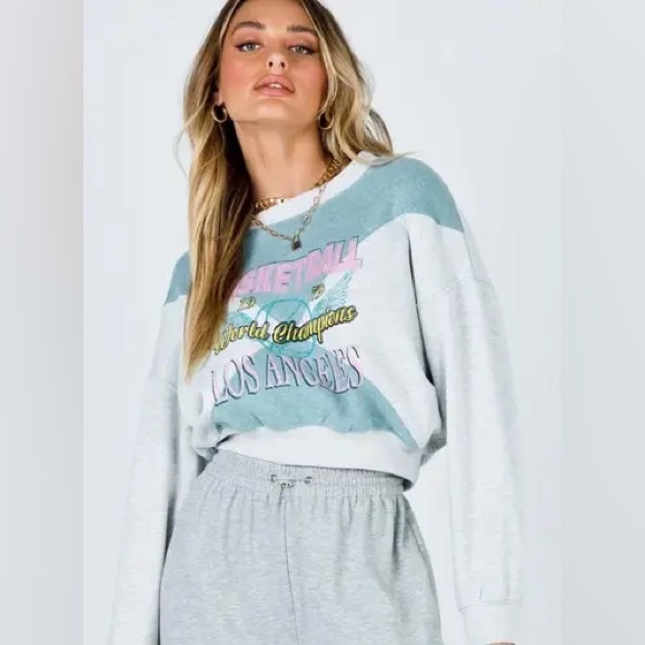 Princess Polly Tops - Princess Polly Sweatshirt Women 2 Los Angeles Retro Crop Distress Champs Core No